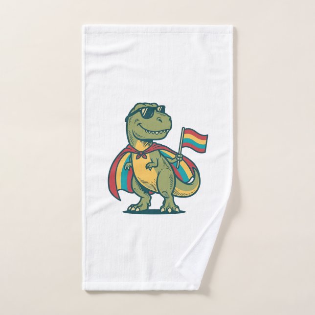 Cute Pride Dinosaur Vector Shirt Design_1 Hand Towel (Hand Towel)