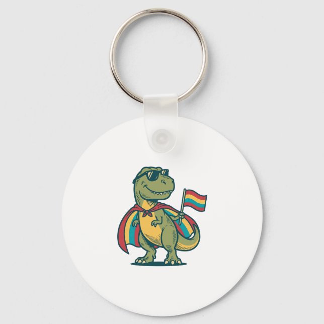 Cute Pride Dinosaur Vector Shirt Design_1 Keychain (Front)