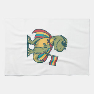 Cute Pride Dinosaur Vector Shirt Design_1 Kitchen Towel