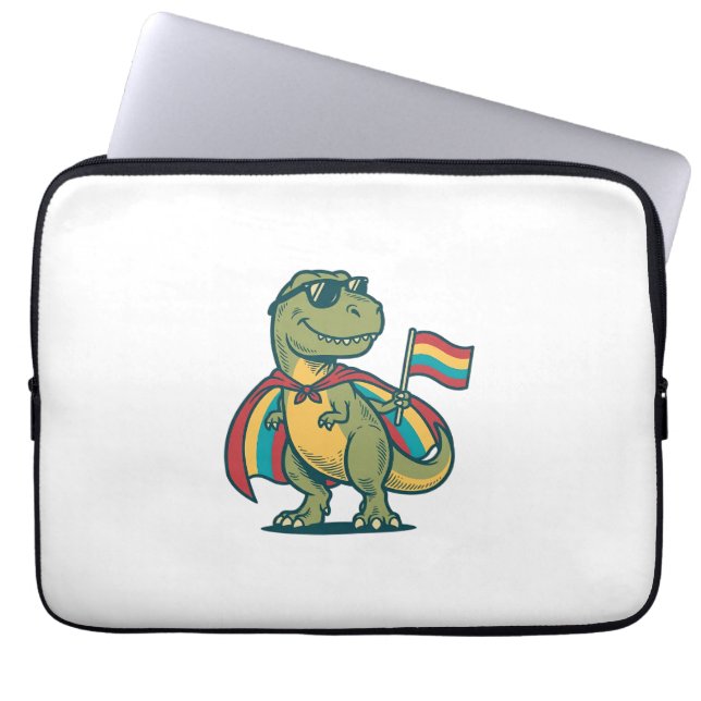 Cute Pride Dinosaur Vector Shirt Design_1 Laptop Sleeve (Front)