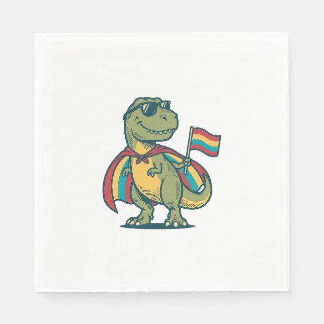 Cute Pride Dinosaur Vector Shirt Design_1 Napkins (Front)