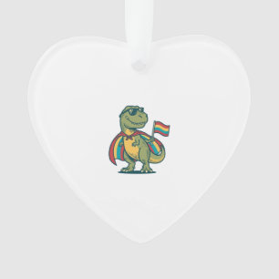 Cute Pride Dinosaur Vector Shirt Design_1 Ornament