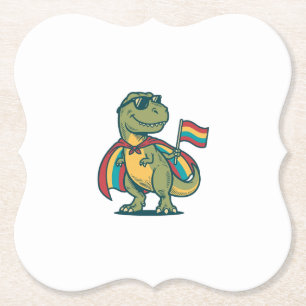 Cute Pride Dinosaur Vector Shirt Design_1 Paper Coaster