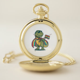 Cute Pride Dinosaur Vector Shirt Design_1 Pocket Watch