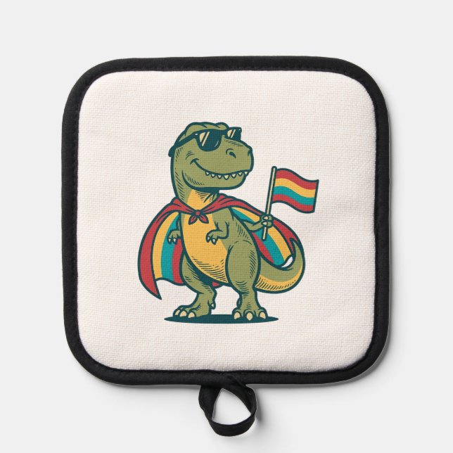 Cute Pride Dinosaur Vector Shirt Design_1 Pot Holder (Front)