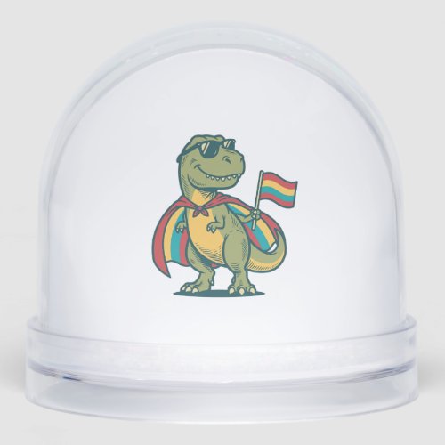 Cute Pride Dinosaur Vector Shirt Design_1 Snow Globe
