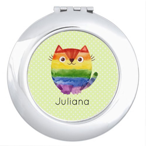 Cute Pride Kitty Watercolor  Compact Mirror