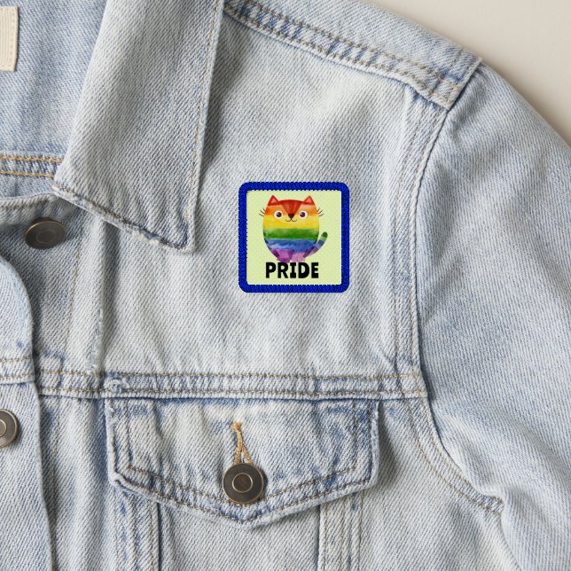 Cute Pride Kitty Watercolor Iron On Patch (On Jacket)