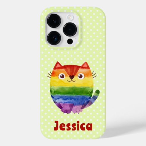 Cute Pride Kitty Watercolor Personalized   Case_Mate iPhone 14 Pro Case