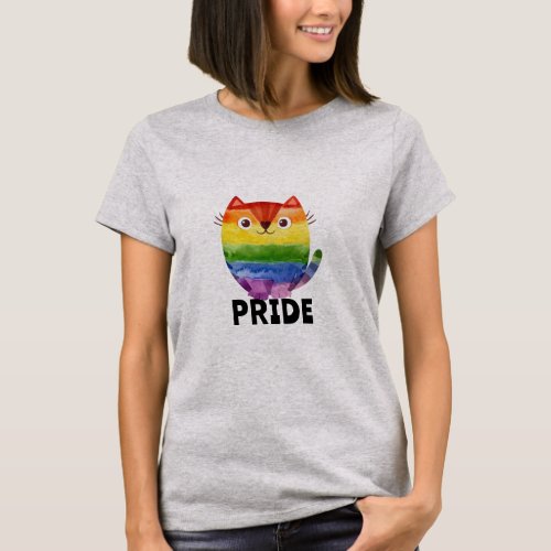 Cute Pride Kitty Watercolor   T_Shirt