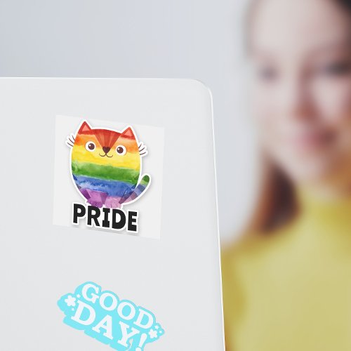 Cute Pride Kitty Watercolor Vinyl Decal