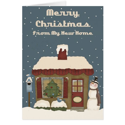 Cute Prim Home My New Home Christmas Card | Zazzle