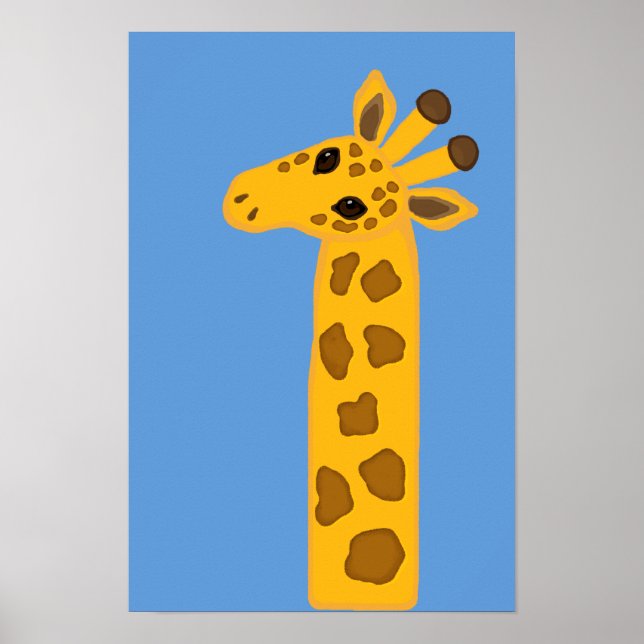 Cute Primitive Baby Giraffe Simple Safari Animal Poster (Front)