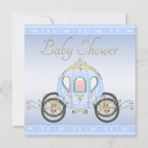 Cute Prince Coach Blue Baby Shower Invitation