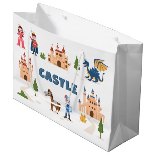 cute Prince Princess castle  Large Gift Bag