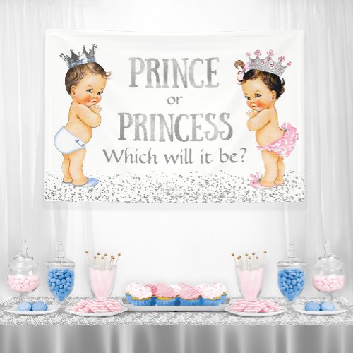 Cute Prince Princess Gender Reveal Baby Shower Banner