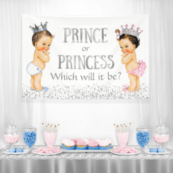 Cute Prince Princess Gender Reveal Baby Shower Banner by The_Baby_Boutique at Zazzle