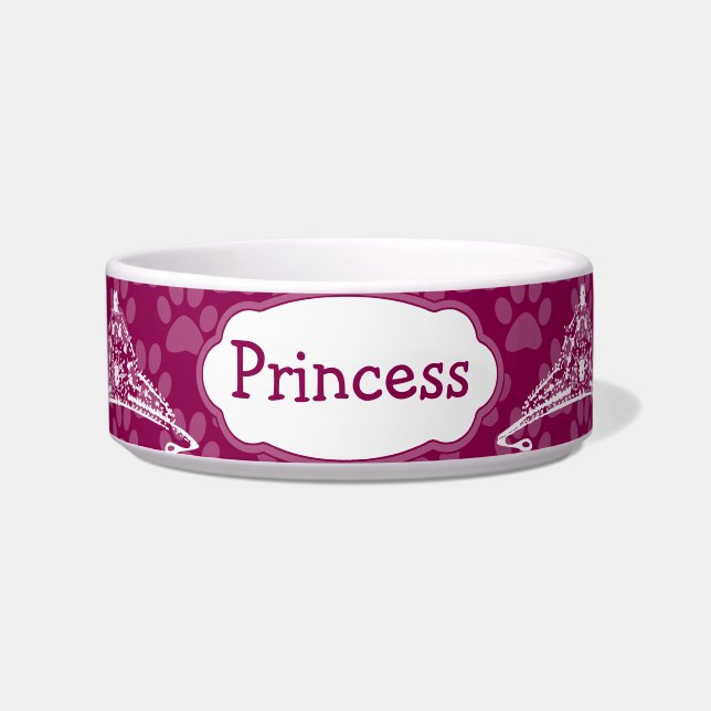 Cute Princes Kitty Personalized Kitty Cat Bowl (Front)
