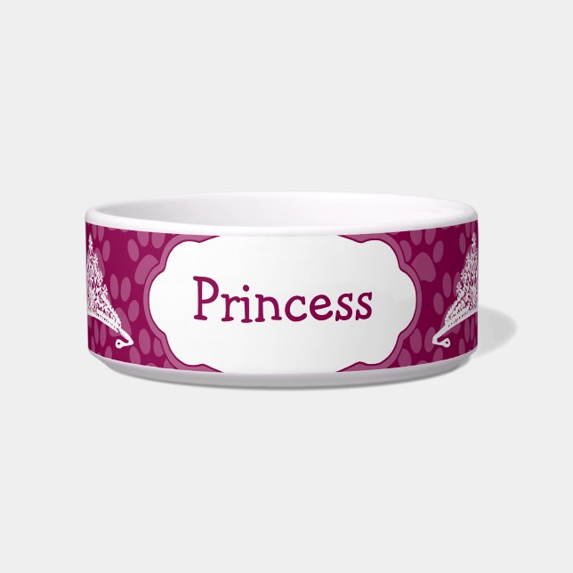Cute Princes Kitty Personalized Kitty Cat Bowl (Front)