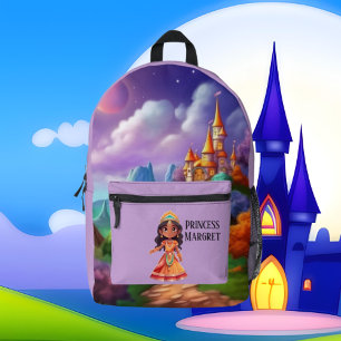 Cute Princess add name Printed Backpack