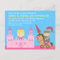 Cute Princess and Knight Birthday Party Invitation