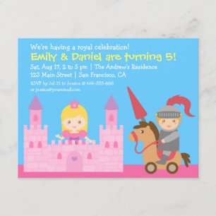 Cute Princess and Knight Birthday Party Invitation