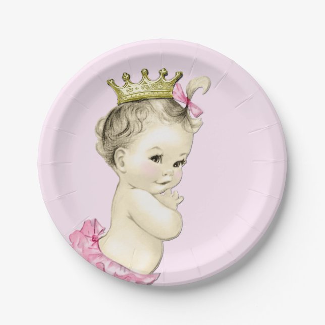 Cute Princess Baby Shower Paper Plates (Front)