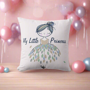 Cute Princess Ballerina Girl Nursery Room Decor Throw Pillow