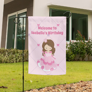 Cute Princess Birthday Party Custom Kids Garden Flag