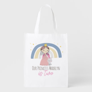 Cute Princess Birthday Party Grocery Bag