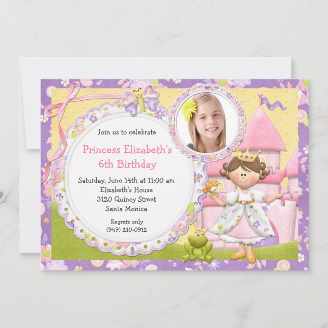 Cute Princess Birthday Party Invitation (Front)