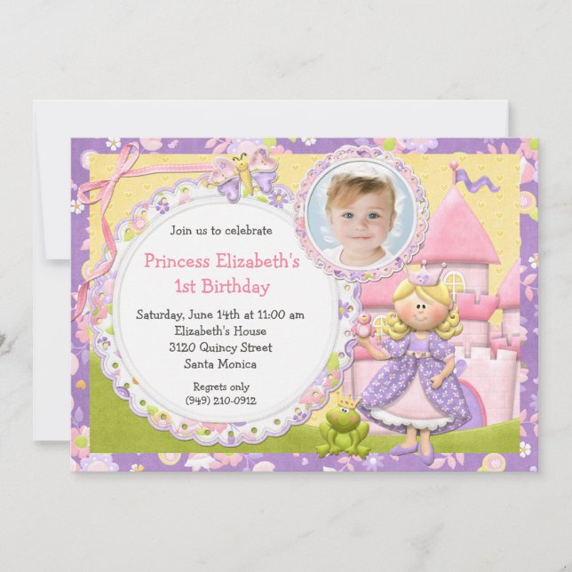 Cute Princess Birthday Party Invitation (Front)