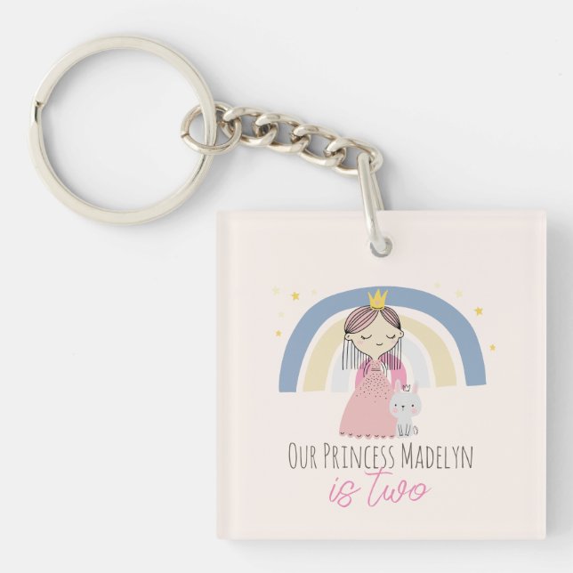 Cute Princess Birthday Party Keychain (Front)