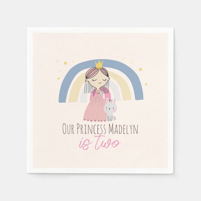 Cute Princess Birthday Party Napkins (Front)