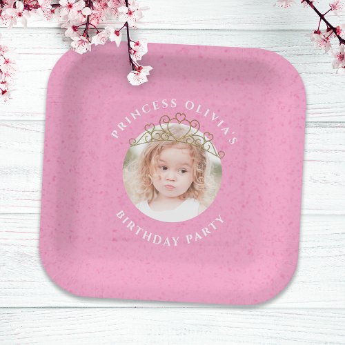 Cute Princess Birthday Party Pink Custom Paper Plates