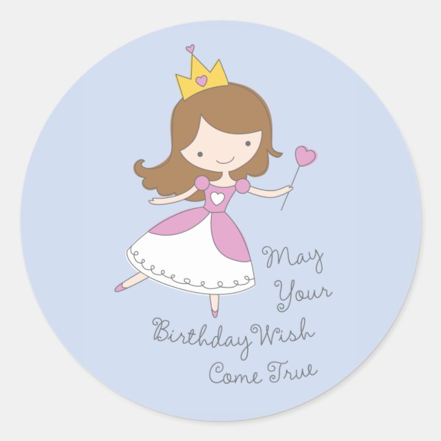 Cute Princess Birthday Wish Stickers (Front)