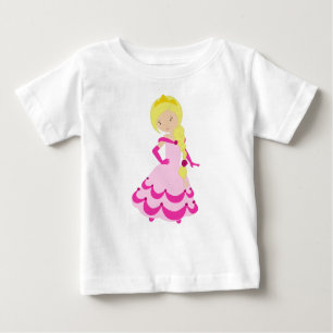Cute Princess, Blonde Hair, Crown, Pink Dress Baby T-Shirt
