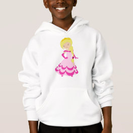 Cute Princess, Blonde Hair, Crown, Pink Dress Hoodie
