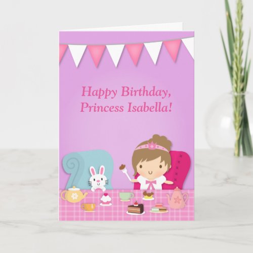 Cute Princess Bunny Tea Party Birthday Greeting Card