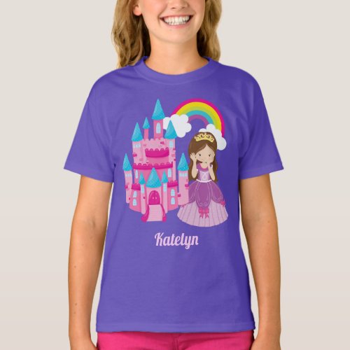 Cute Princess Castle Fairytale Birthday Party Girl T_Shirt