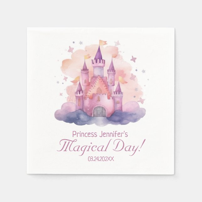 Cute Princess Castle Girl Birthday Party  Napkins (Front)