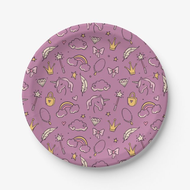 Cute Princess Castle Girl Birthday Party  Paper Plates (Front)