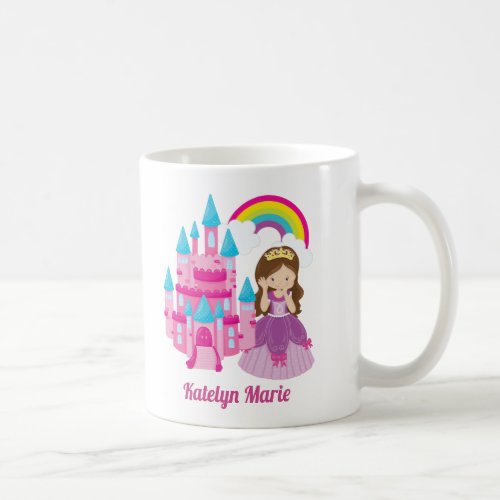 Cute Princess Castle Kids Pink Personalized Coffee Mug