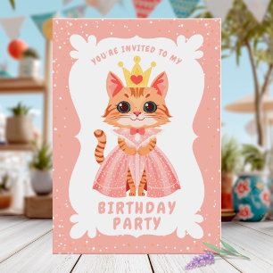 Cute Princess Cat Birthday Party Invitation
