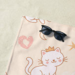 Cute Princess Cat Wearing Crown  Beach Towel