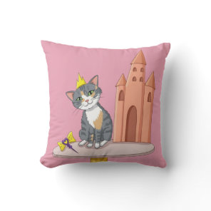 Cute Princess Cat with Castle Decorative Throw Pil Pillow