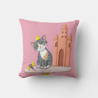 Cute Princess Cat with Castle Decorative Throw Pil Pillow