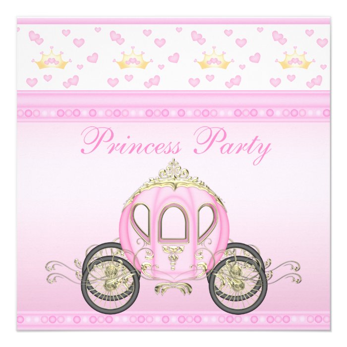 Cute Princess Coach Pink Birthday Party Personalized Announcement