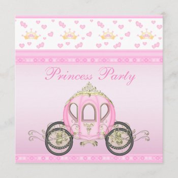 Cute Princess Coach Pink Birthday Party Invitation by GroovyGraphics at Zazzle