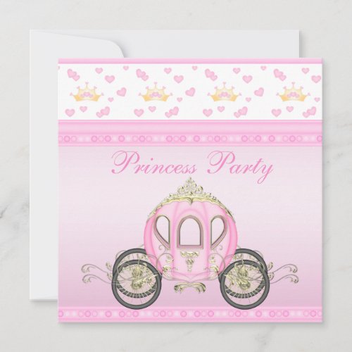Cute Princess Coach Pink Birthday Party Invitation